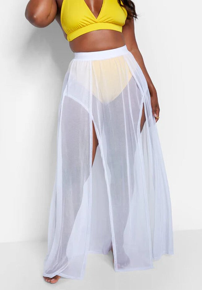 Luz Sheer Maxi Cover Up Skirt, White / White, alternate image number 4