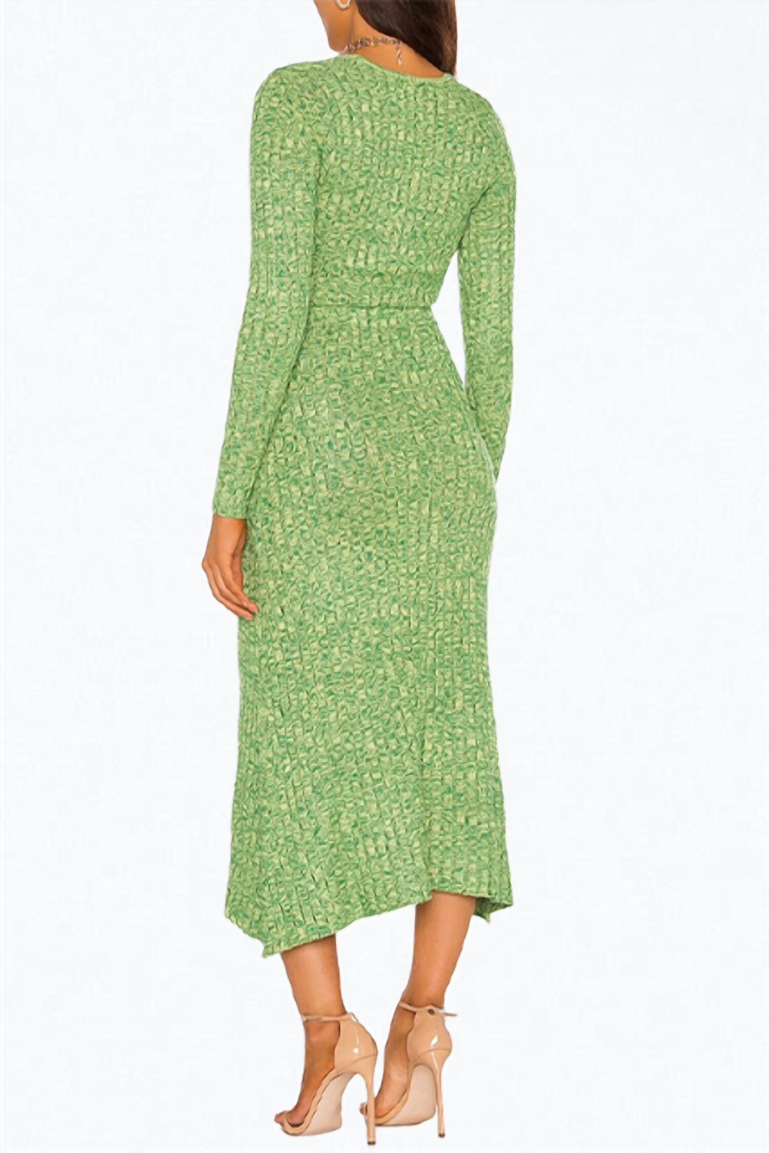 SKYE CUTOUT RIBBED-KNIT MIDI DRESS IN MARLED LIME, , alternate image number 2