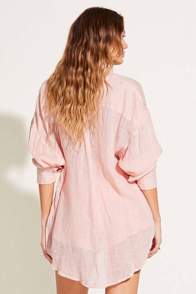Tallows Linen Short In Coral, , alternate image number null
