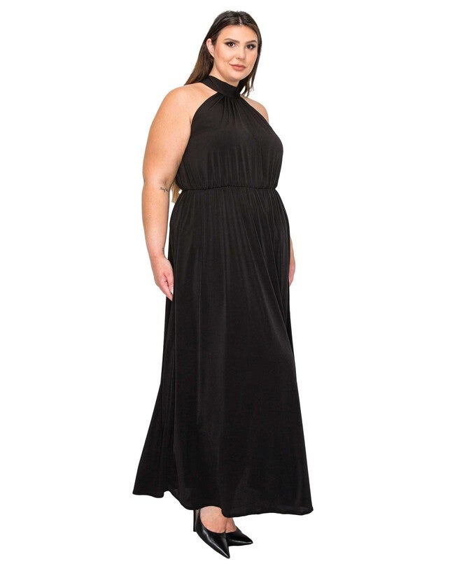 ALEXIS HALTER NECK MAXI DRESS, Black / Black, alternate image number null