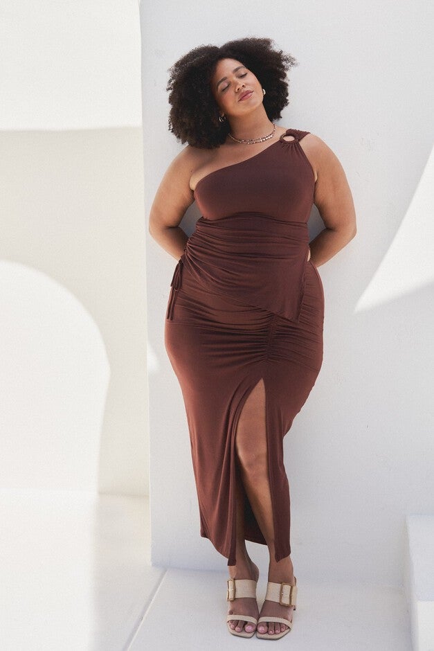 Casey Ruched Maxi Skirt, Chocolate / Brown, alternate image number 4