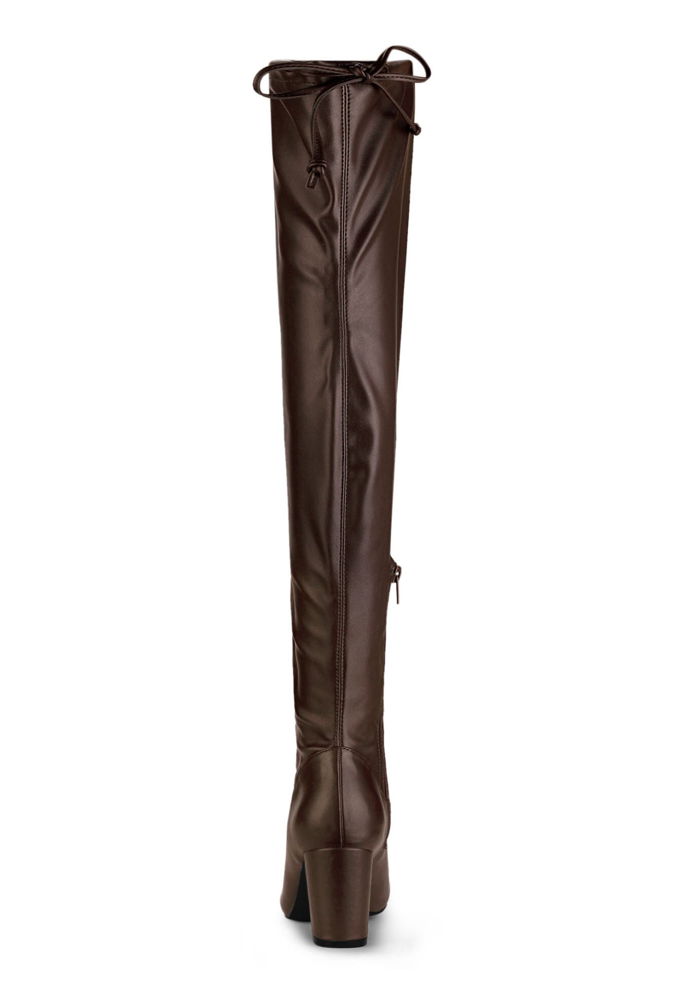 Thigh High Boot Block Heels Over The Knee High Boots, Coffee / Brown, alternate image number 2