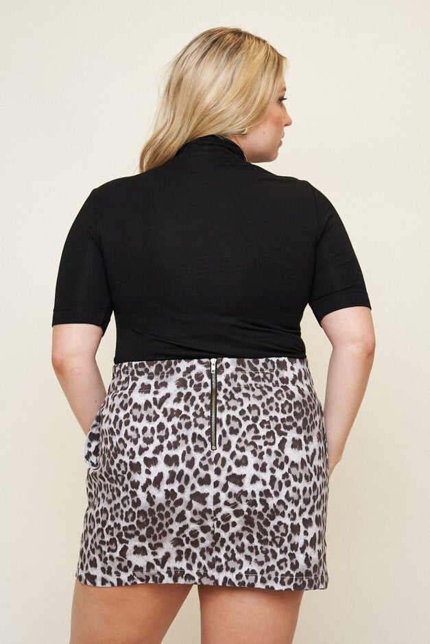Taite Stretch Twill Leopard Mini Skirt, White / White, alternate image number 3