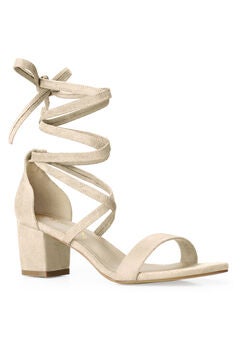 Open Toe Lace up Mid Chunky Heeled Sandal