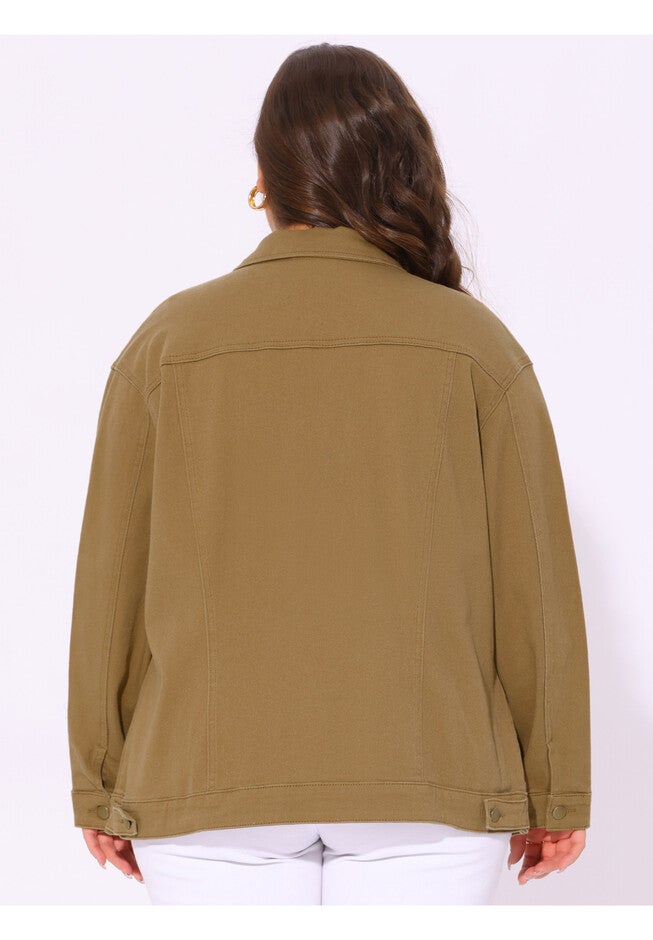 STITCHING BUTTON FRONT WASHED DENIM JACKET, Brown / Brown, alternate image number 3