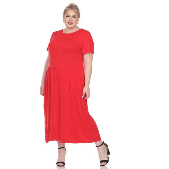 Short Sleeves Maxi Dress, Red / Red, alternate image number null