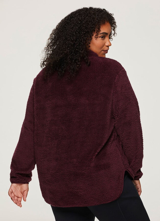 Dylan 1/4 Zip Sherpa Pullover, Dark Red / Burgundy, alternate image number null