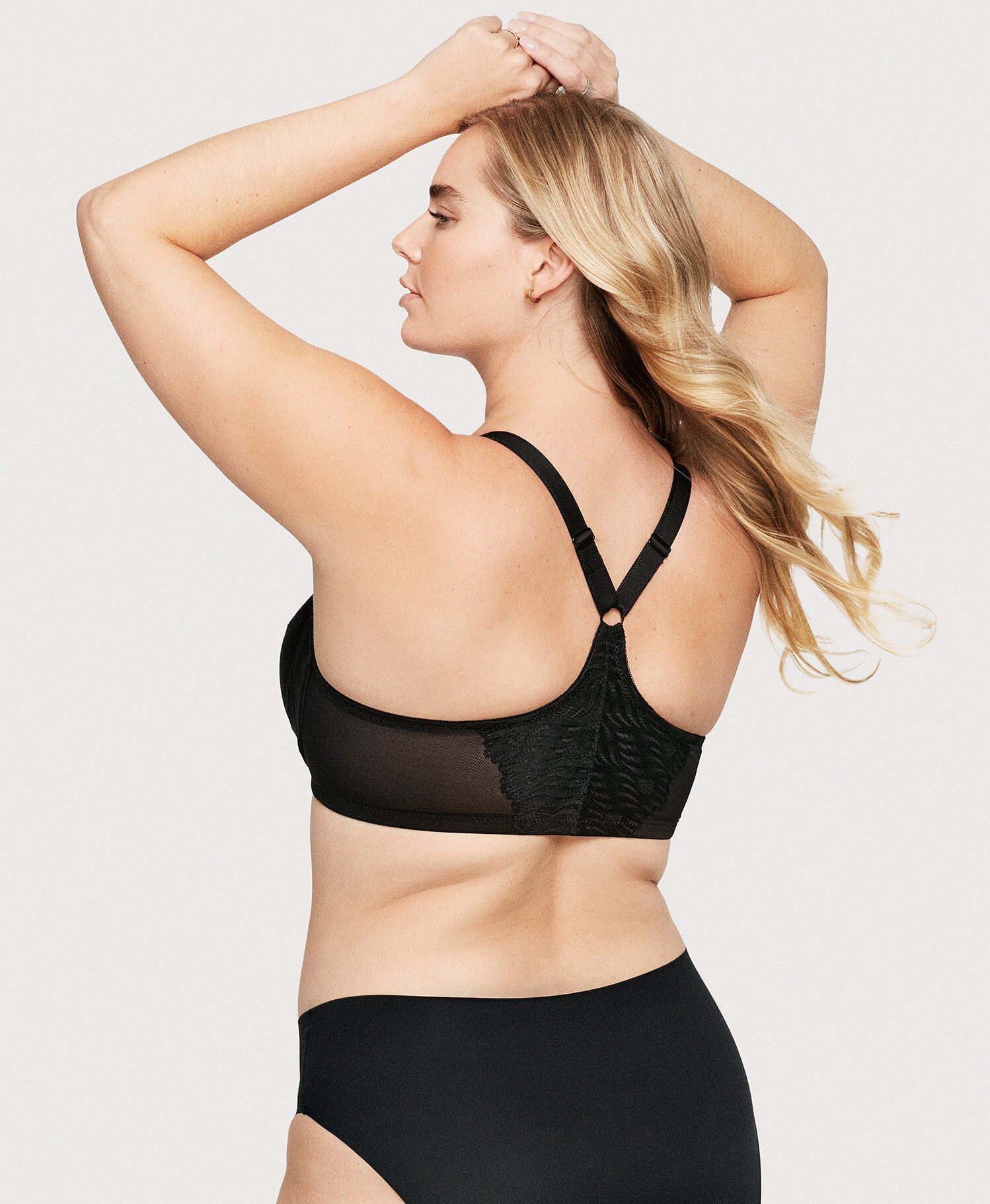 Front-Closure T-Back WonderWire Bra, Black / Black, alternate image number 3