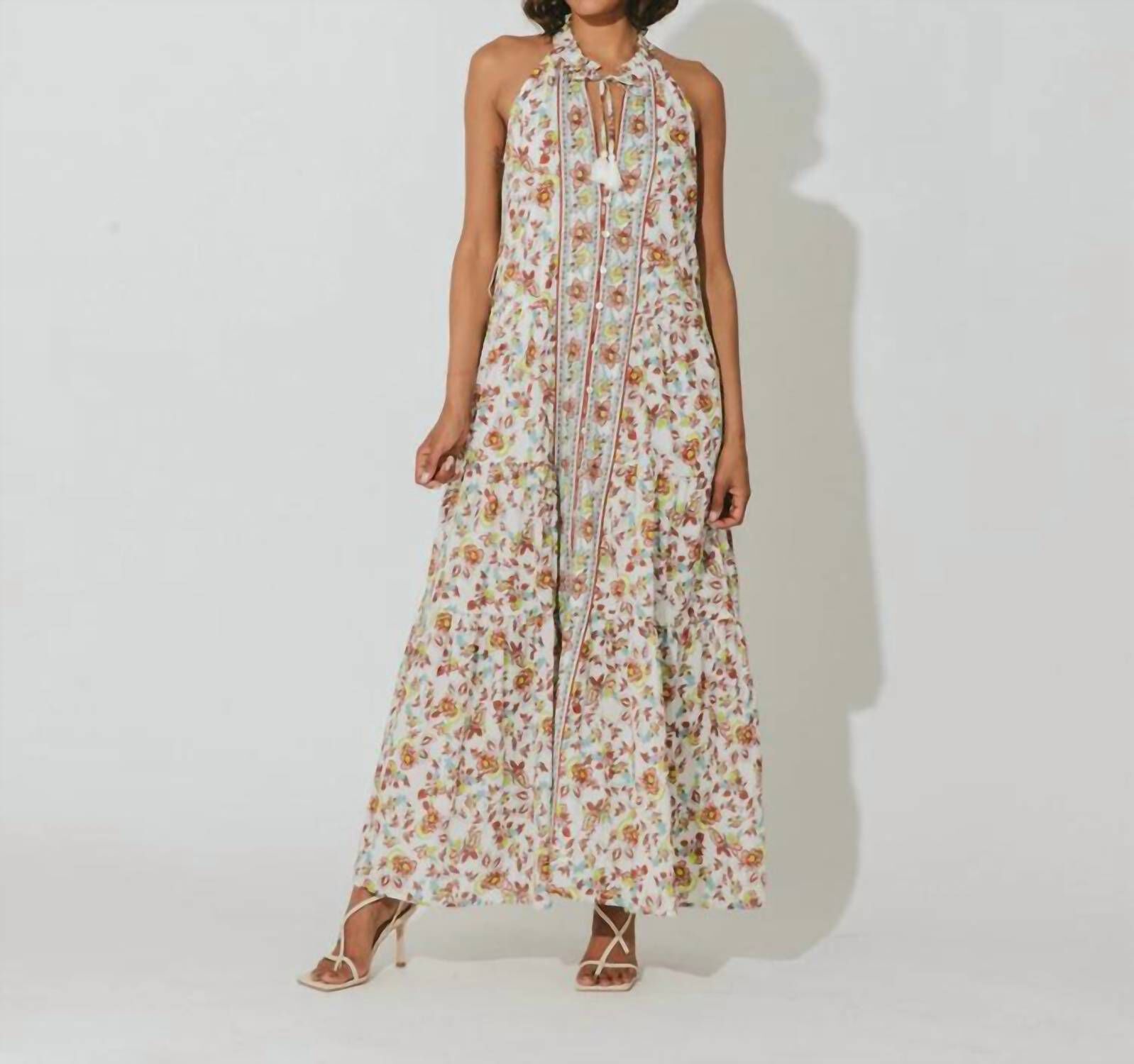 EVANGELINE ANKLE DRESS IN ENYA, Enya / Beige, hi-res image number 0