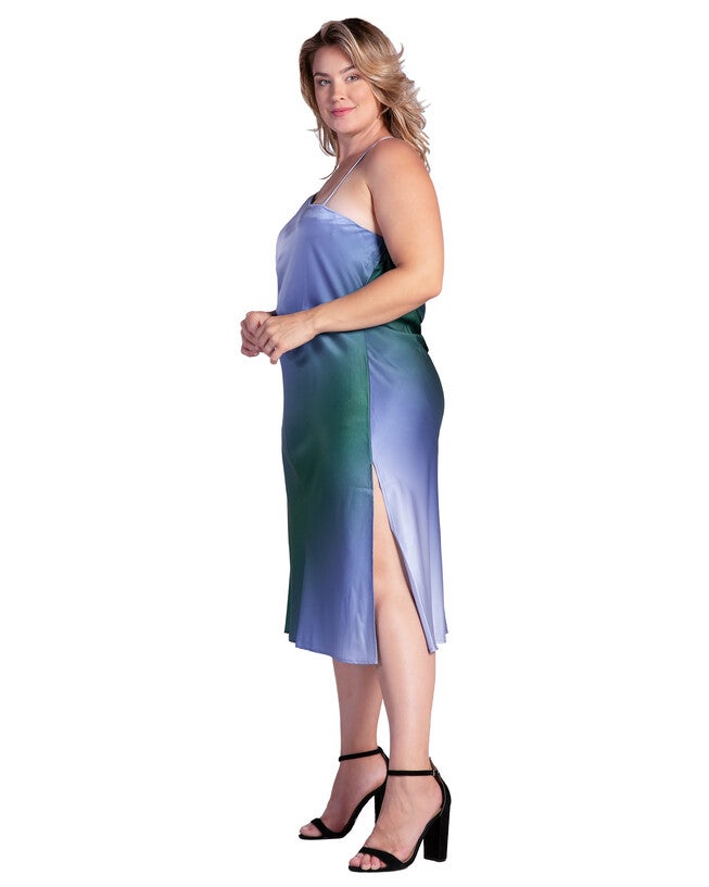 Avi Womens Plus Size Ombre Crimson Asymmetric Satin Slip Dress, , alternate image number 5