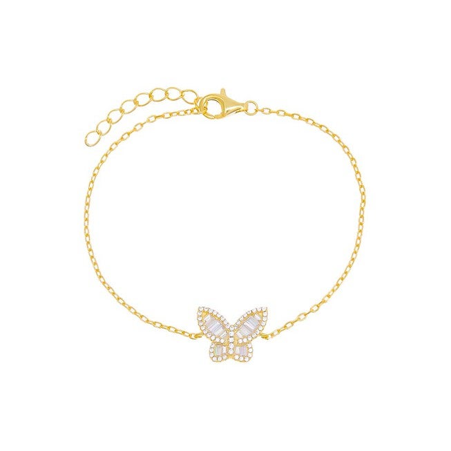 Pavé X Baguette Butterfly Bracelet Gold One Size, Gold / Gold, hi-res image number null