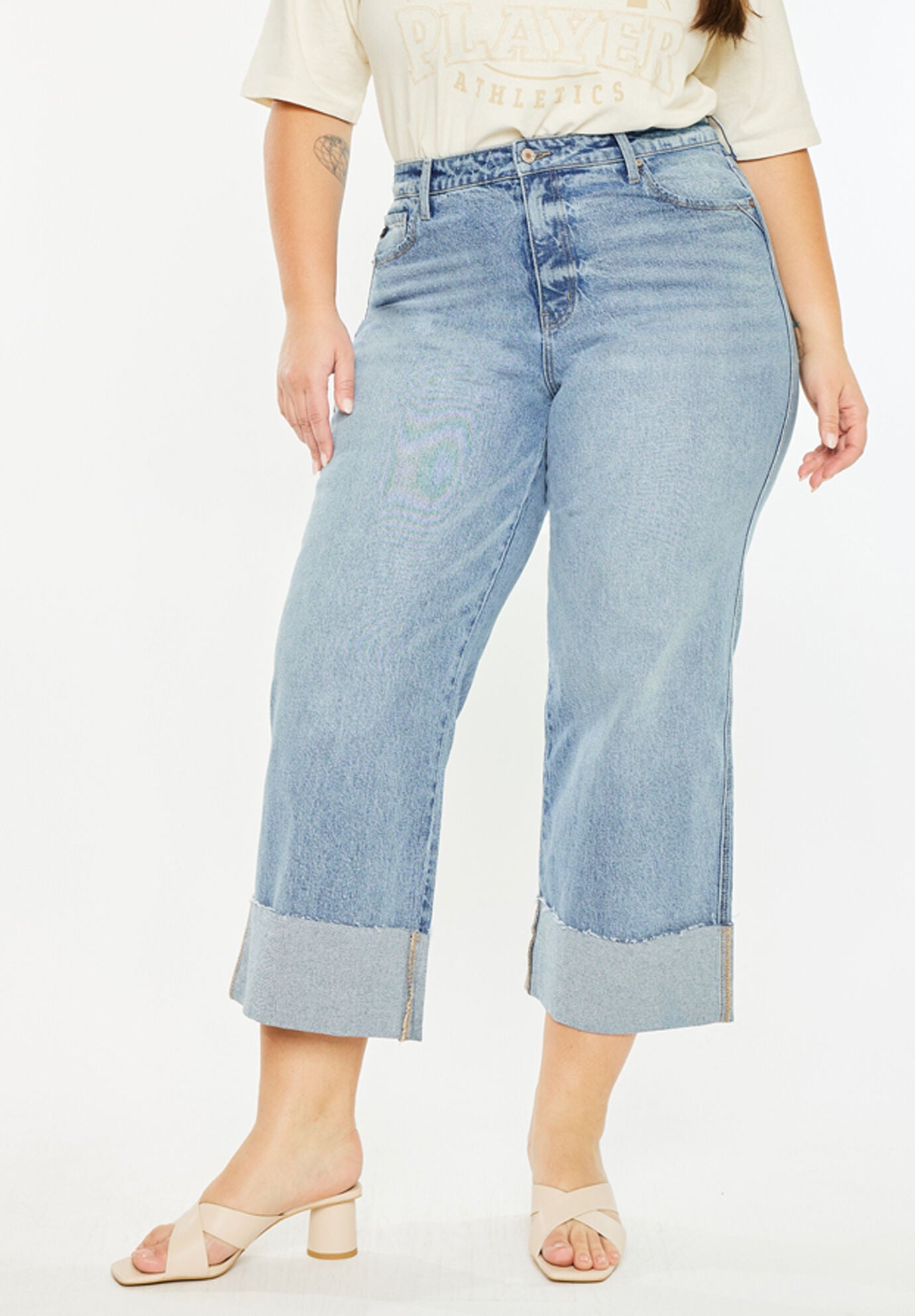 Jennie 90's Crop Wide Leg Jeans (Plus Size), Medium Wash / Medium Wash, alternate image number 1