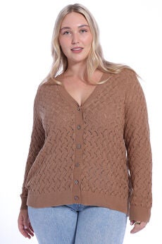 Cotton Cashmere Pointelle Cardigan