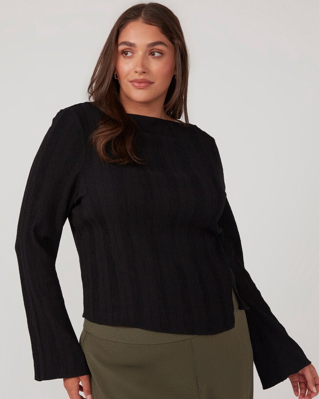 Picnic Long-Sleeve Black Top, , alternate image number 6