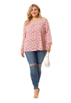 Long Sleeve Floral Print Casual Shirt Blouse Top