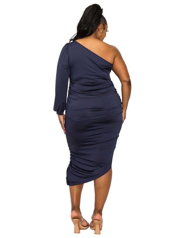 GAIA ASYMMETRICAL BODYCON DRESS, Navy / Navy, alternate image number null