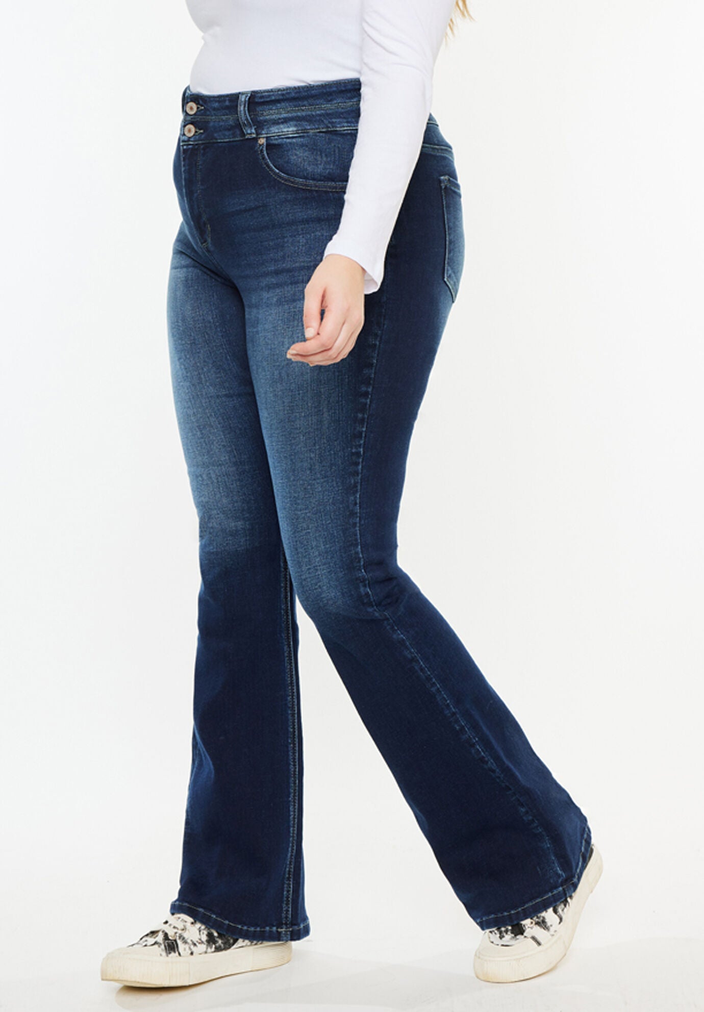 Samaria High Rise Skinny Bootcut (Plus Size), Dark Wash / Dark Wash, alternate image number 3