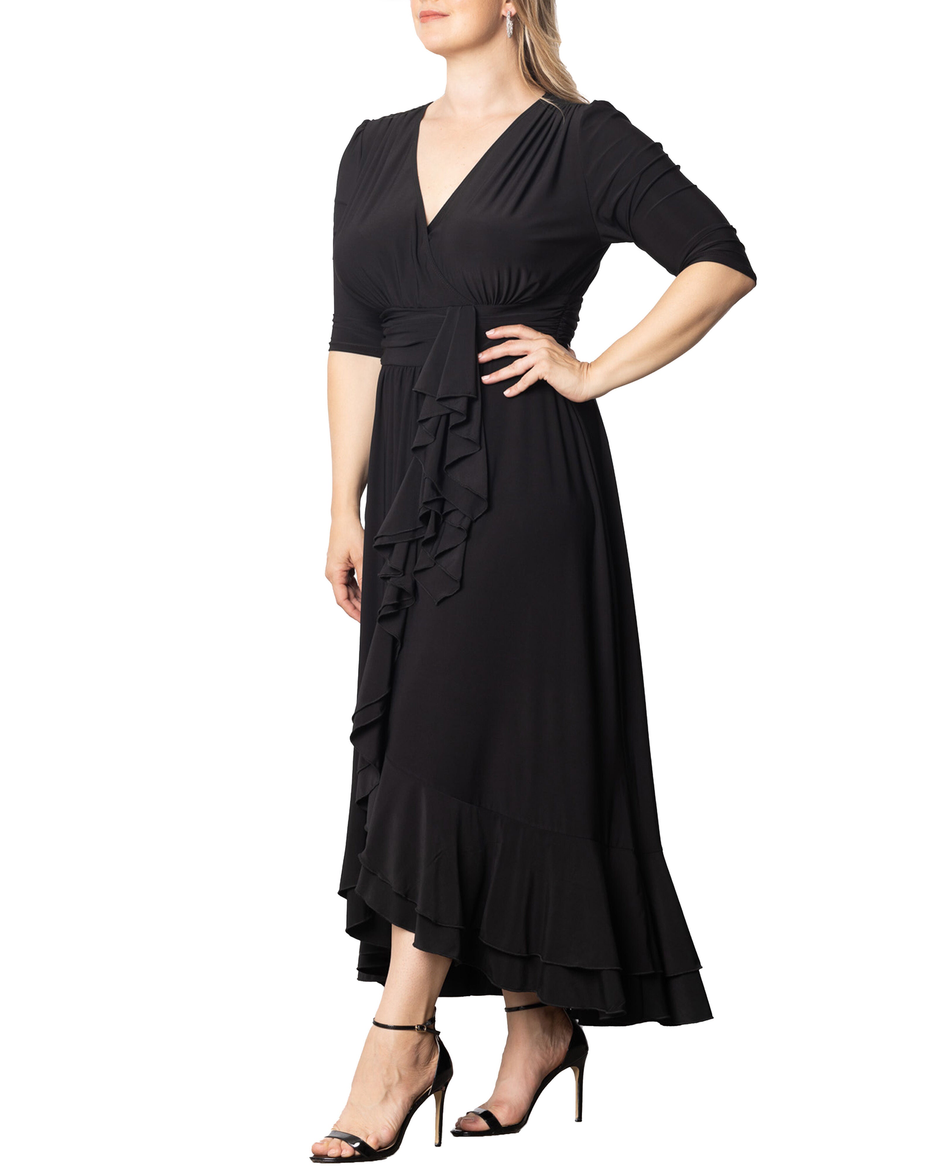 Veronica Ruffle Evening Gown, ONYX / Black, alternate image number 2