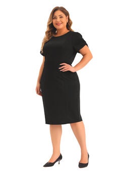 Short Sleeve Above the Knee Sheath Dress
