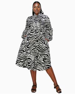 MONÁE ZEBRA PRINT POCKET FLARE DRESS