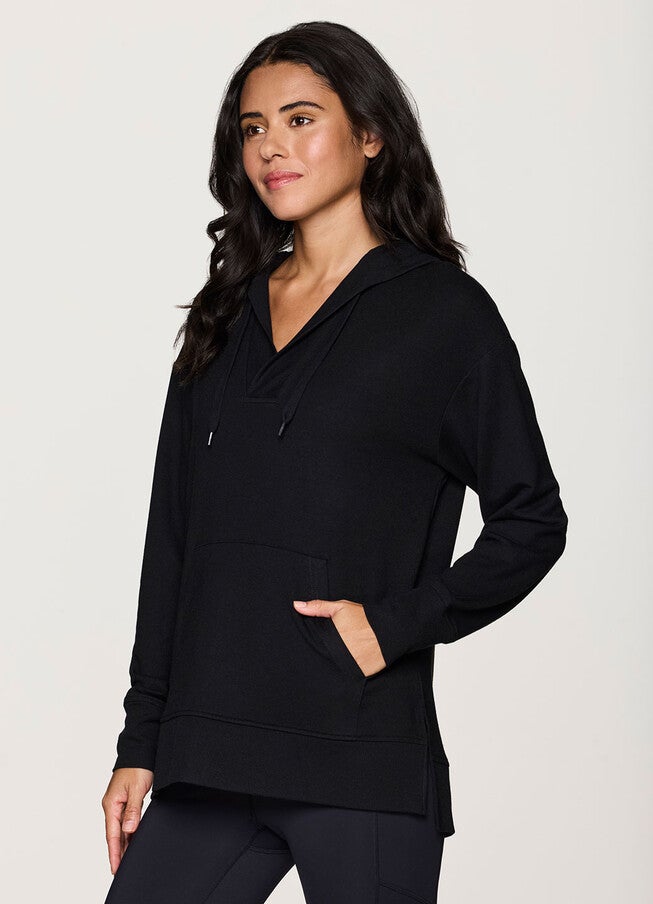 Plus Long Weekend Hoodie Tunic, Black / Black, alternate image number 2