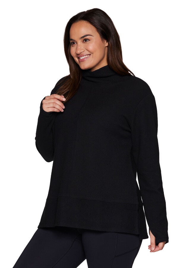 Studio Jacquard Mock Neck Pullover, Black / Black, alternate image number null