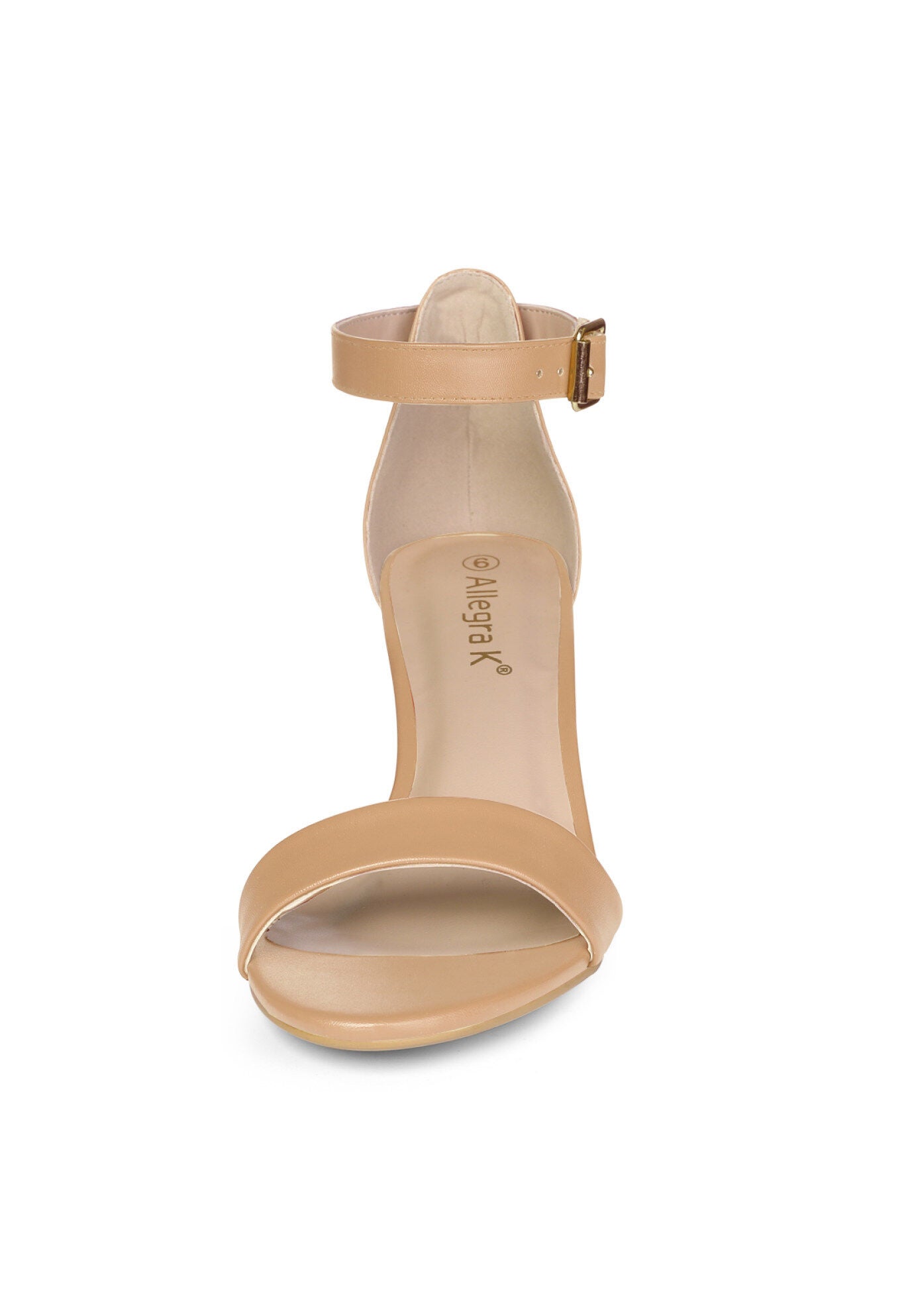 Open Toe Kitten Heeled Ankle Strap Sandals, Nude / Tan, alternate image number 1