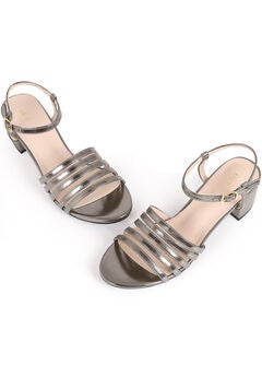 Strappy Open Toe Gladiator Block Heel Metallic Sandal