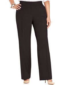 JM Collection Curvy-Fit Straight-Leg Pants Brown  24W
