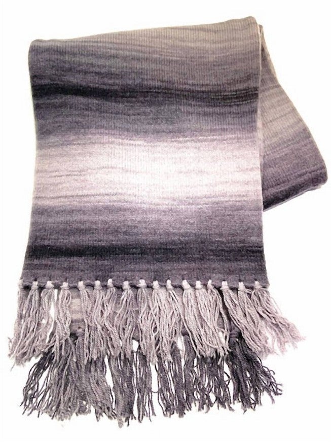 OMBRE CASHMERE SCARF IN FLANNEL, Flannel / Black, hi-res image number 0