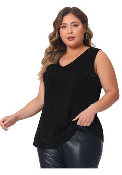 SEQUIN TOP SLEEVELESS GLITTER GRADIENT TANK VEST