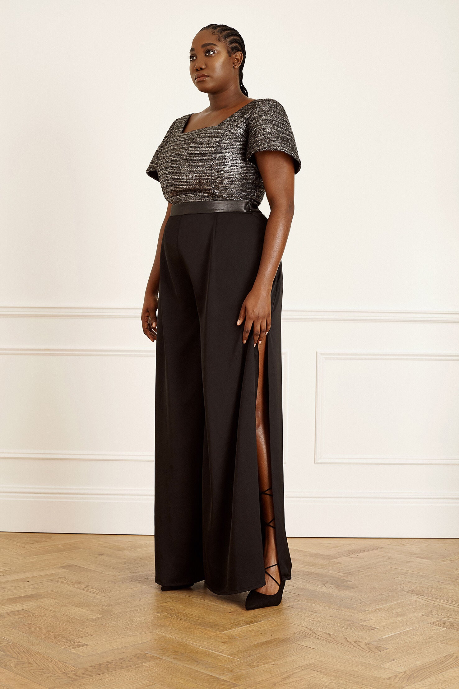 Silver Squared Neck Top, Silver grey / Silver, alternate image number 2