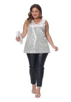 Sleeveless Glitter Sequin Vest Tank Top