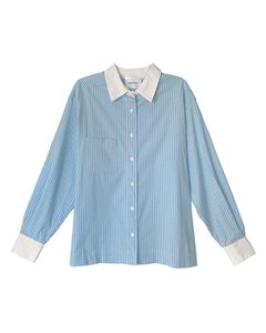 Perfect Oversized Stripe Shirt #1 Light Blue