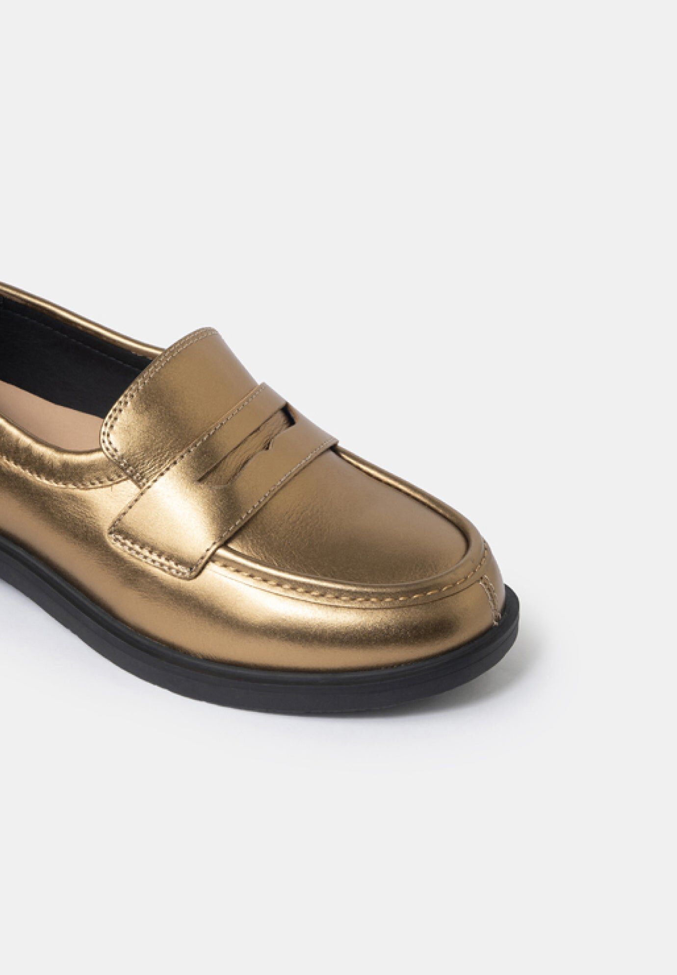 Reese Low Heel Classic Loafers, Metallic Bronze / Gold, alternate image number 2