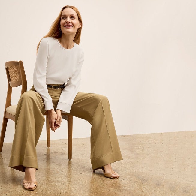 Bia Pleated Trouser - Air Twill, Macaroon / Brown, alternate image number 2