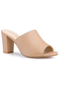 Slip On Block Heel Slide Sandals