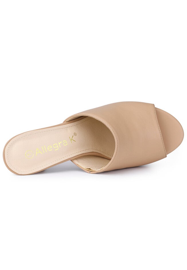 Slip On Block Heel Slide Sandals, Nude / Tan, alternate image number 1