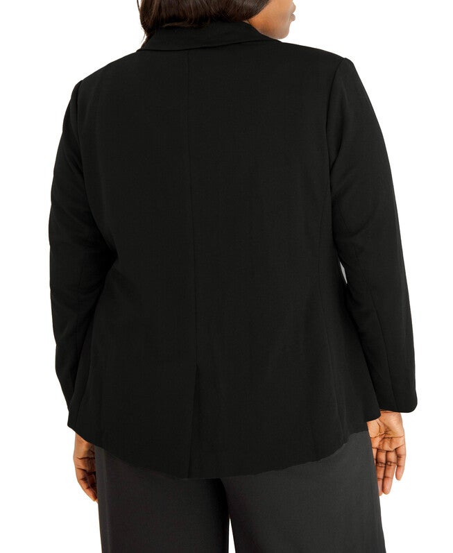 Plus Size Lined Core Blazer Jacket, Black / Black, alternate image number null