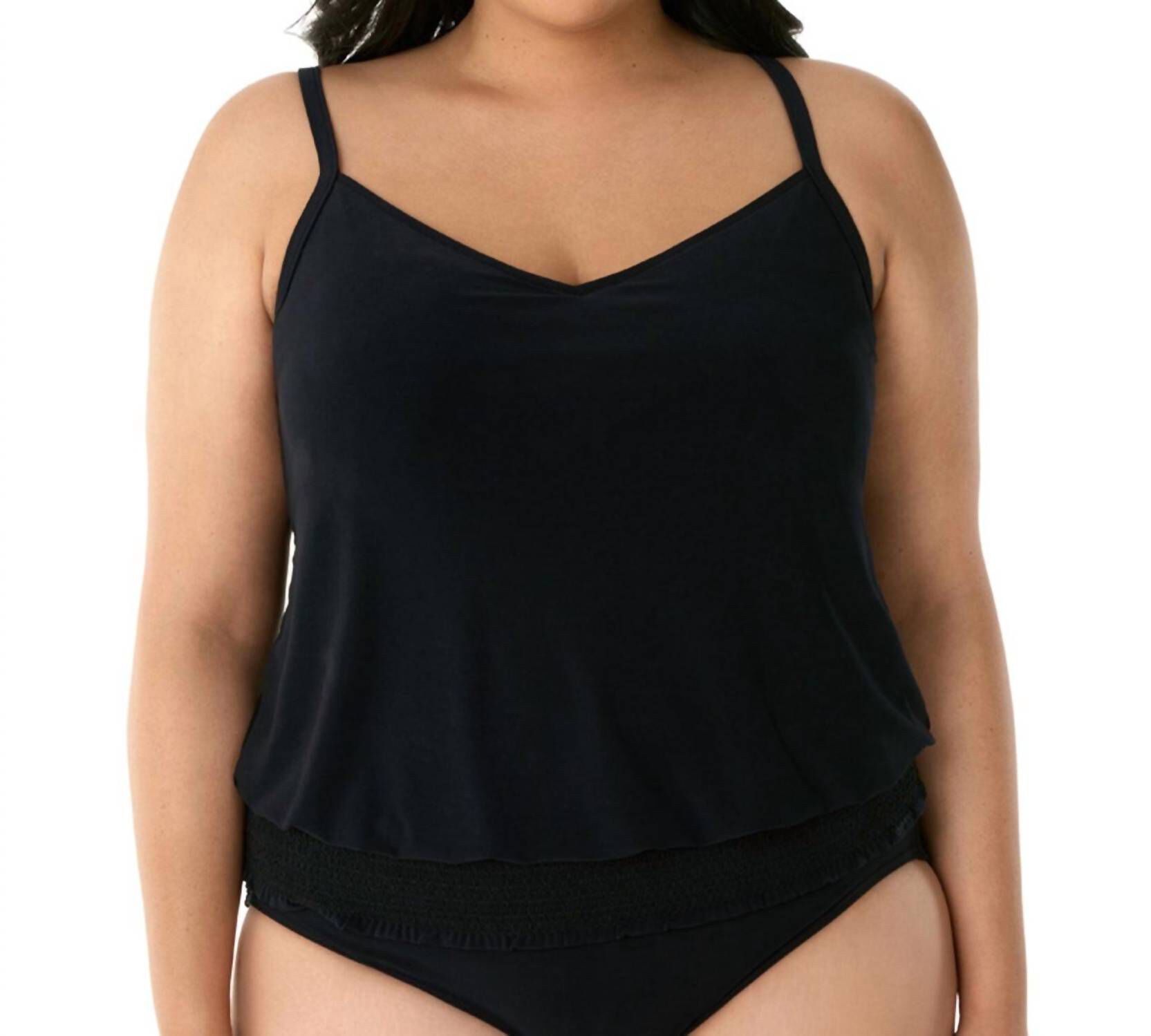 JUSTINA BLOUSON TANKINI TOP, Black / Black, hi-res image number 0