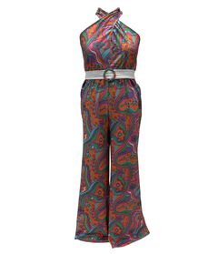 Smak Parlour Orange Wavy Daisy Psychedelic Draped Darling Jumpsuit