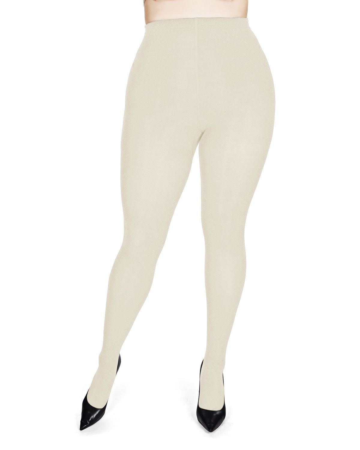 Brooklyn Flat Knit Cotton Blend Sweater Tights, Winter White / Vanilla, alternate image number 1