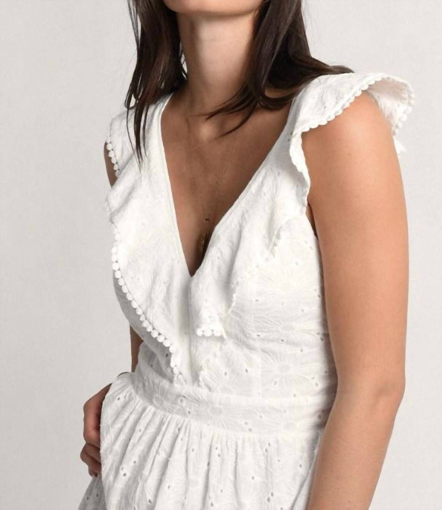 LADIES EYELET DRESS IN WHITE, White / White, alternate image number 2