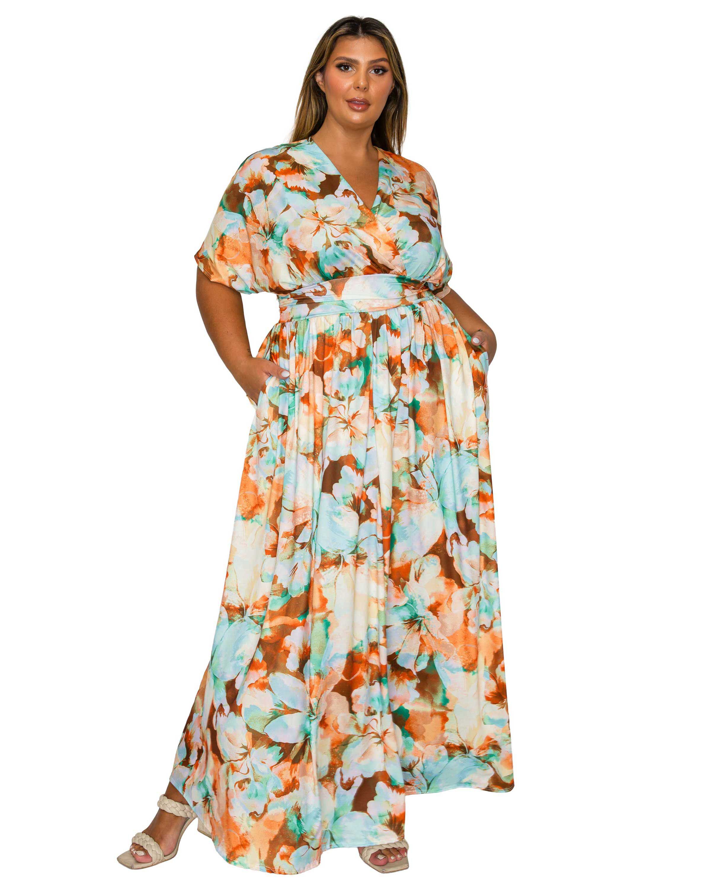 Minoa Floral Empire Waist Dress, BrownMint / Brown, hi-res image number 0