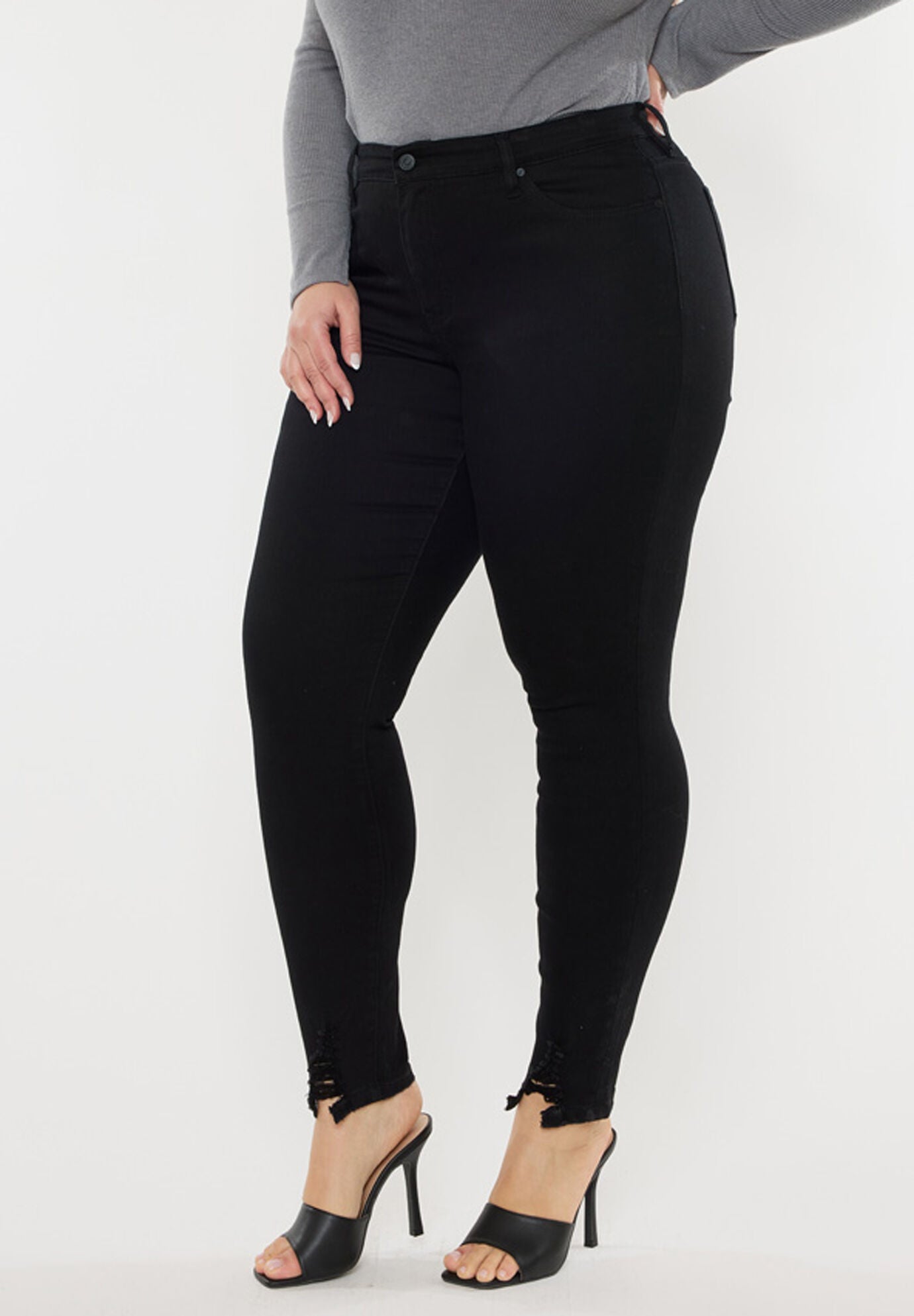 Jones High Rise Ankle Skinny (Plus Size), Black / Black, alternate image number 3