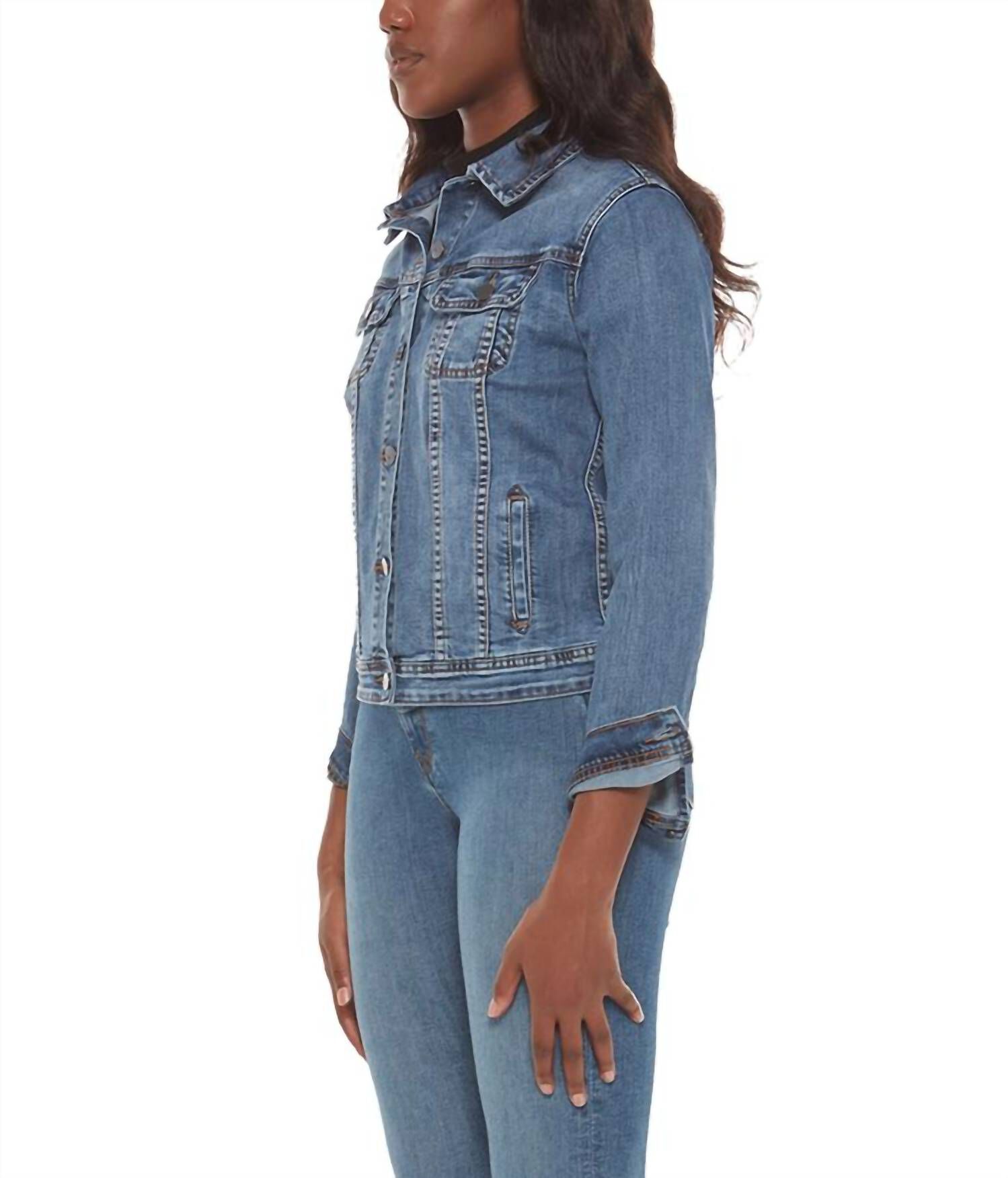 Gabriella Classic Denim Jacket In Stone Blue, , alternate image number 2
