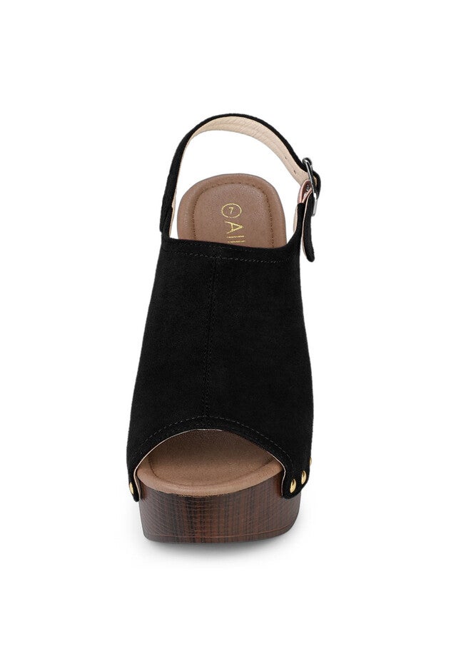 Slingback Platform Chunky Heel Sandals, Black / Black, alternate image number 1