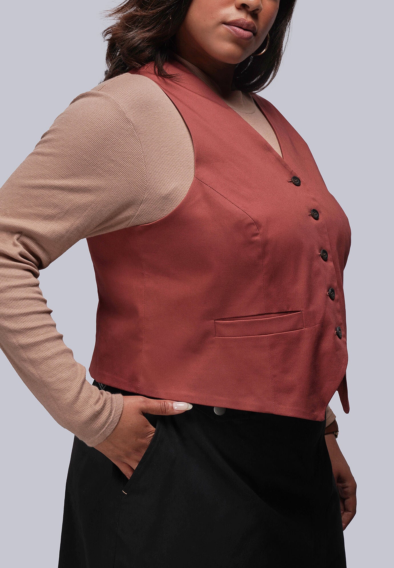 The Essential Vest, CINNAMON / Rust, alternate image number 1