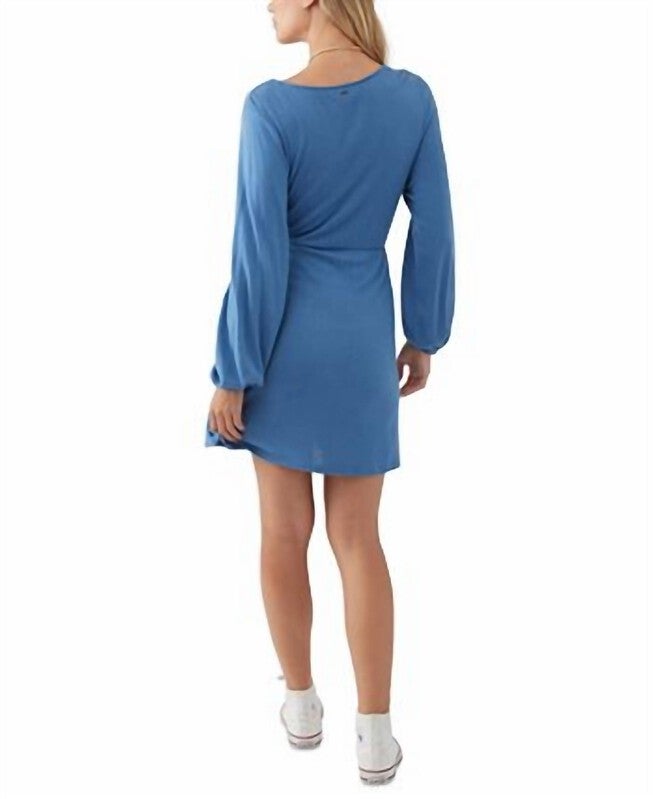 MORNINGSIDE WRAP KNIT DRESS IN BLUE, , alternate image number 2