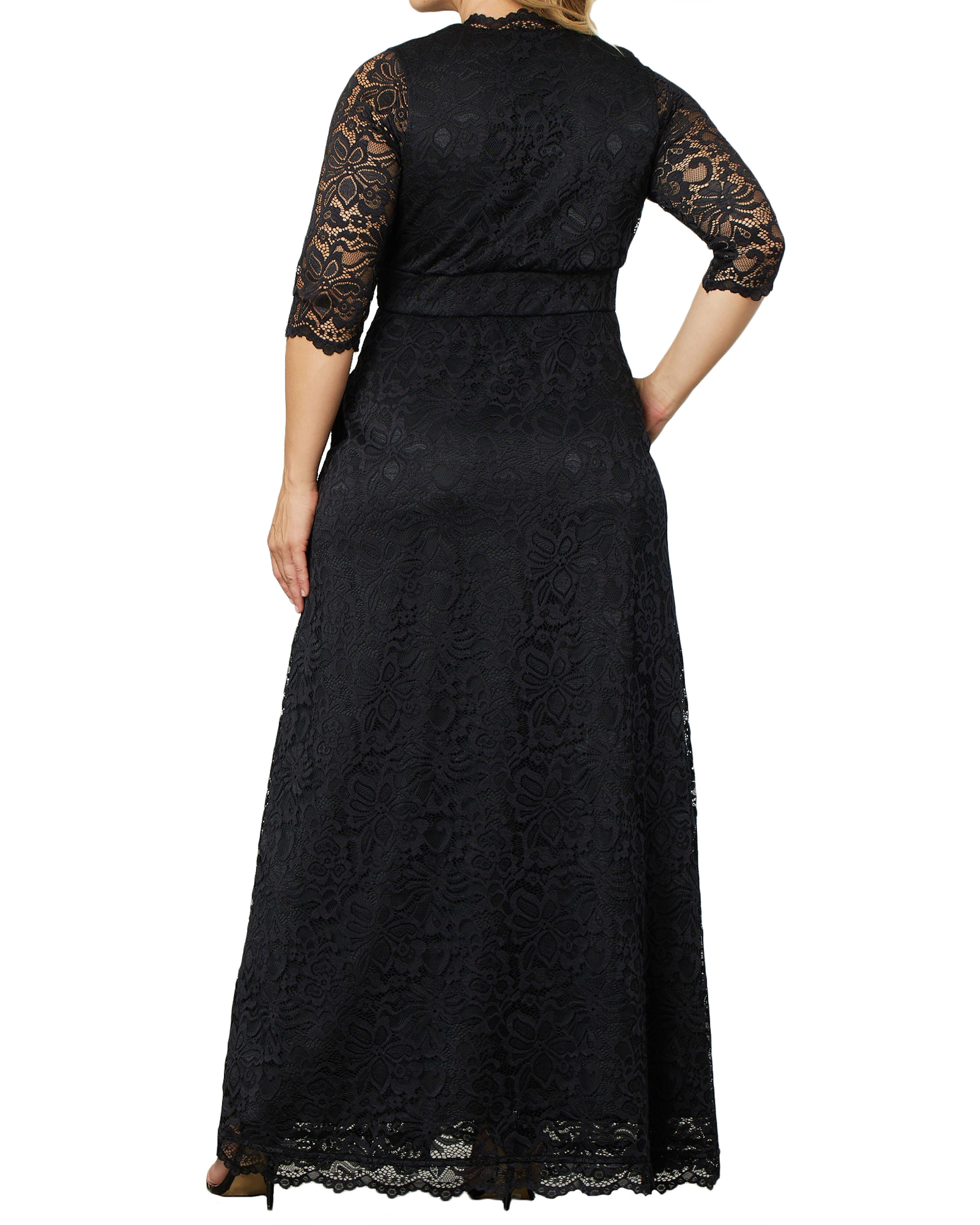 Maria Lace Evening Gown, ONYX / Black, alternate image number 2